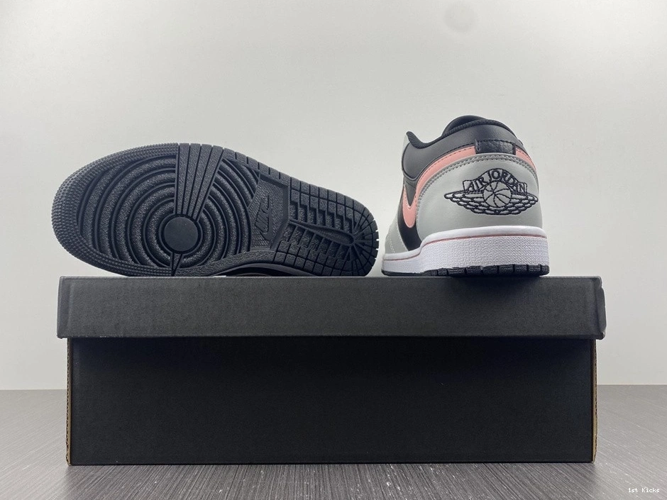 Jordan White 1 Black Grey Low 553558-062 Air Pink 0226